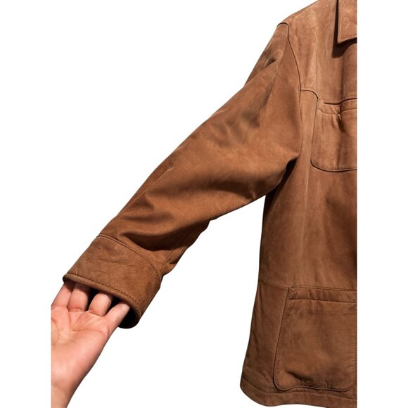 Roundtree Yorke Soft Suede Leather Barn Chore Coat Jacket Large Brown Western - Picture 10 of 16
